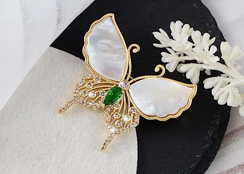 Image of Alilang Sparkling Zircon Seashell Butterfly Brooch Pin With Crystal Rhinestones For Wedding Party
