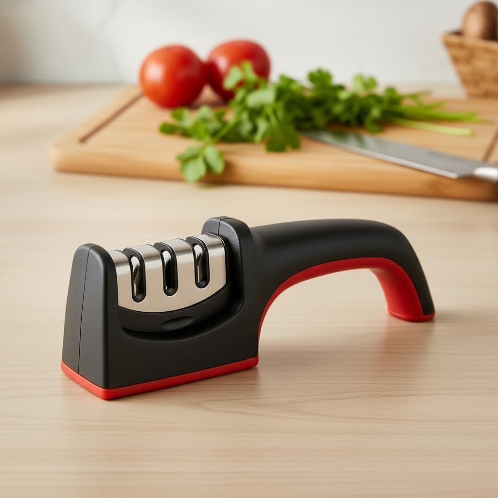Knife Sharpener Manual 3 Stage Knives Sharpner Tool Advanced Knife Sharpener for Kitchen Knife Sharpner Knives Sharpening Tool for Steel Knives