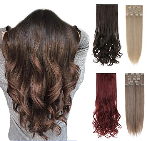 XBwig 6pcs 14 Clips Double Weft Hair Extensions 20
