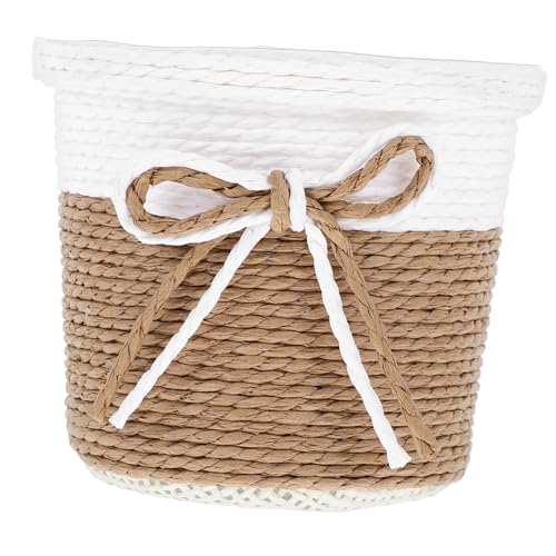 BESPORTBLE 4 Pièces Paniers De Fleurs Décoratifs Contenant pour Plantes Corbeille De Fruits De Table Poubelle en Osier Conteneurs Étanches Cache Pot De Fleur Polyvalent Corde De Papier
