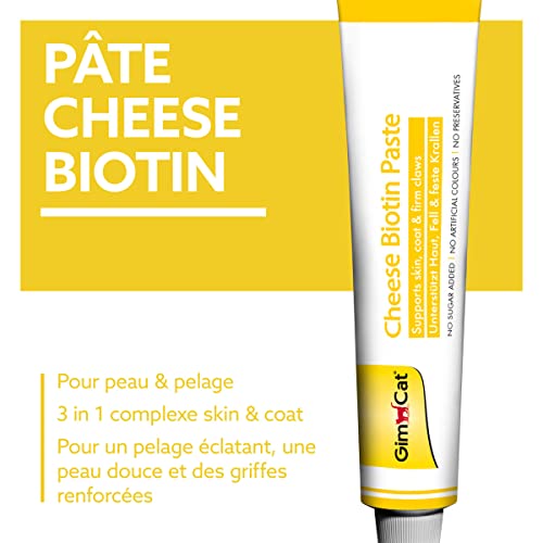 GimCat Pâte Cheese Biotin - Au fromage aromatique, zinc et à l’huile de lin pour le pelage, la peau et les griffes - 1 tube (1 à 200 g)