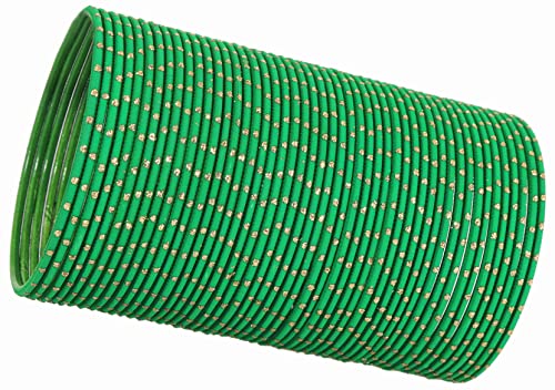Image of NMII Glossy Metal Bangle Set for Women & Girls on Wedding (Green-2.6)