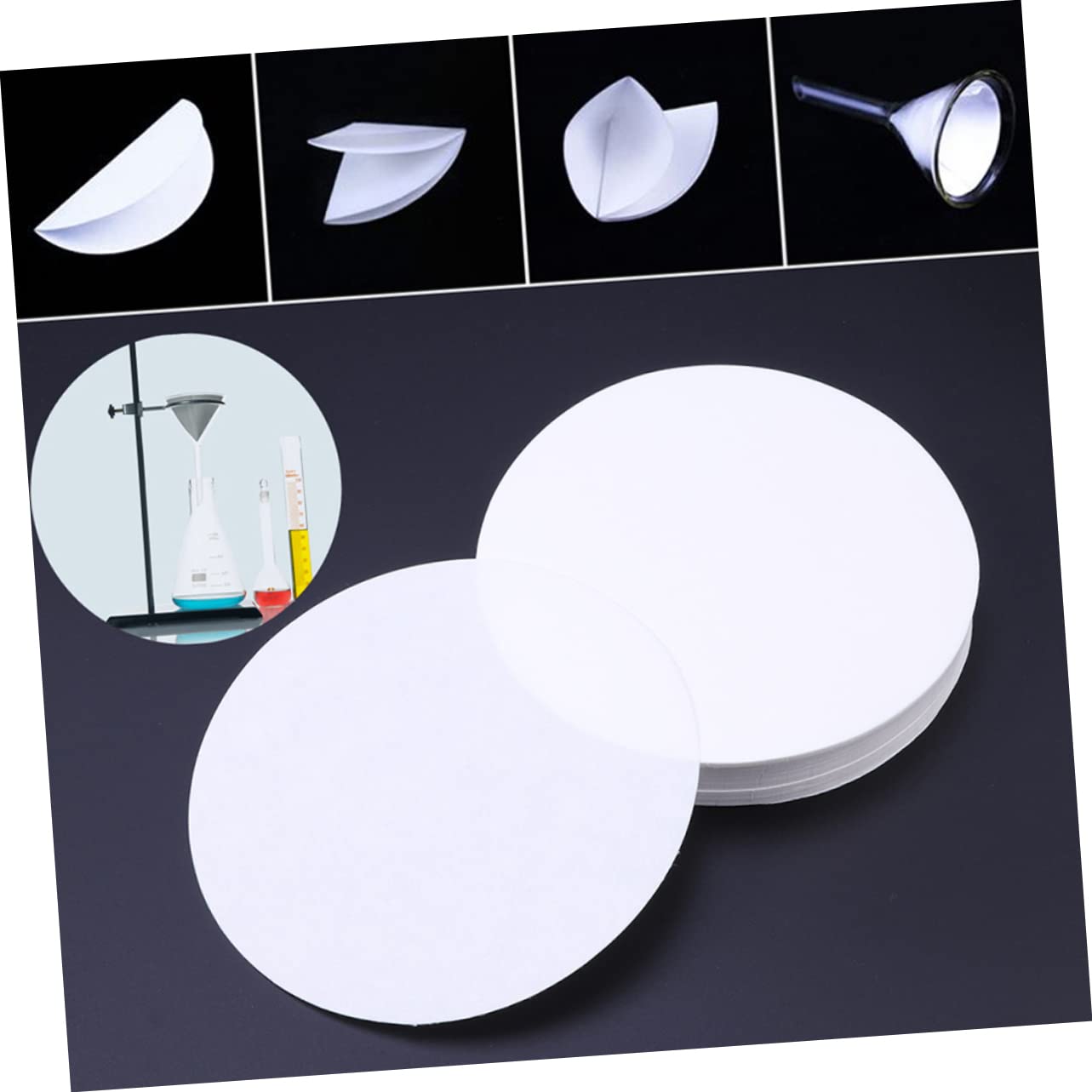 Papel de Filtro Cualitativo de Caudal Medio 15cm 3 Cajas Blanco | Análisis en Laboratorio Escolar, Retención de Partículas, Formato 15x15x0, 01 Cm