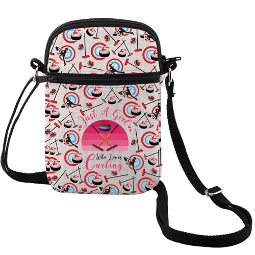MEIKIUP Curling Crossbody Bag Curling Player Lover Gift Just A Girl Who Loves Curling Messenger Bag