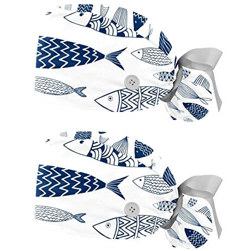 Chapeaux de travail poisson d'ornement casquettes bouffantes mixtes légères
