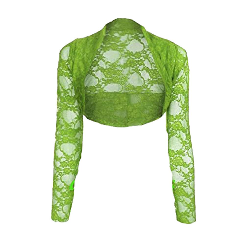 Divadames Womens Cropped Lace Shrug Ladies Bolero Apple Green Size L/X