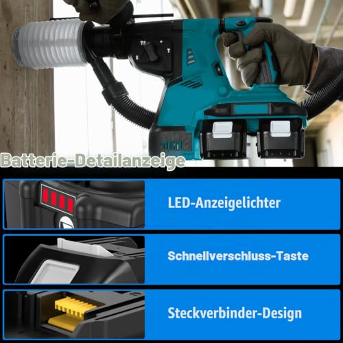 2 Stück 10000mAh Ersatzakku für Makita Akku18V 10Ah für BL1850B BL1860B – Ansicht 4