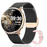 Klassische zeitlose Or Argenté Uhr: elfofle neueste Sportmode-Smartwatch mit 2,5D gebogenem Glas und 1,39-Zoll-Touchscreen, 360×360 ultrahohe Auflösung, einfach zu lesende Informationen bei hellem Licht, klarere Sicht, einfacher zu tragen, leichtes und kompaktes Gehäuse, geeignet für den langfristigen Gebrauch der Uhr für Frauen. Argenté Körper mit Or und clashing Nylonband, passen mit verschiedenen Outfits