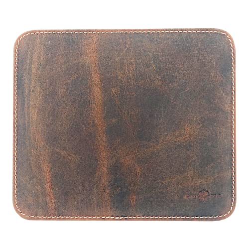 GLUTHOLZ edles Mousepad Leder Vintage, Desk Pad handgefertigt Made in Germany, Echtleder vegetabil gegerbt, Unikate durch Handarbeit Cover