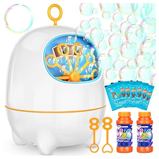 BATTOP Bubble Machine,Automatic Bubble Blower Machine for Kids with Bubbles Solutions and 2 Bubbles Blowing Speed Levels for Parties Outdoor & Indoor,USB Charging,Simple & Easy to Use