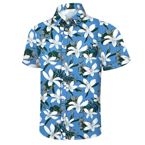 Image of Hawaiian Shirt for Men Tropical Shirts Summer Beach Button Down Short Sleeve Luau Aloha Floral Cruise Vacation Outfit 2026
