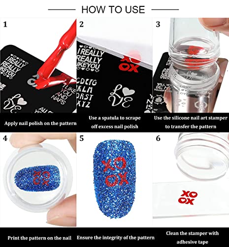 Kaagee 5Pcs Geometry Nail Stamp Plaid Nail Stamping Plates Nail Art Stamping Plates Nail Design Stamp Nail Plate Template Nail Art Accessories Tools With 1 Nail Stamper, 1 Scraper #TOP6