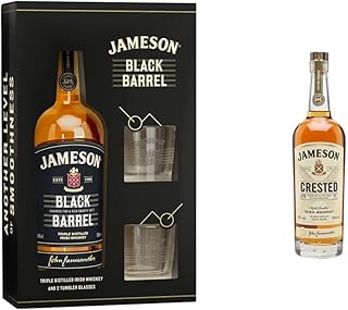 Jameson Black Barrel Irish Whiskey Glasses Gift Set 70 cl Crested Triple Distilled Blended Irish Whiskey 70 cl
