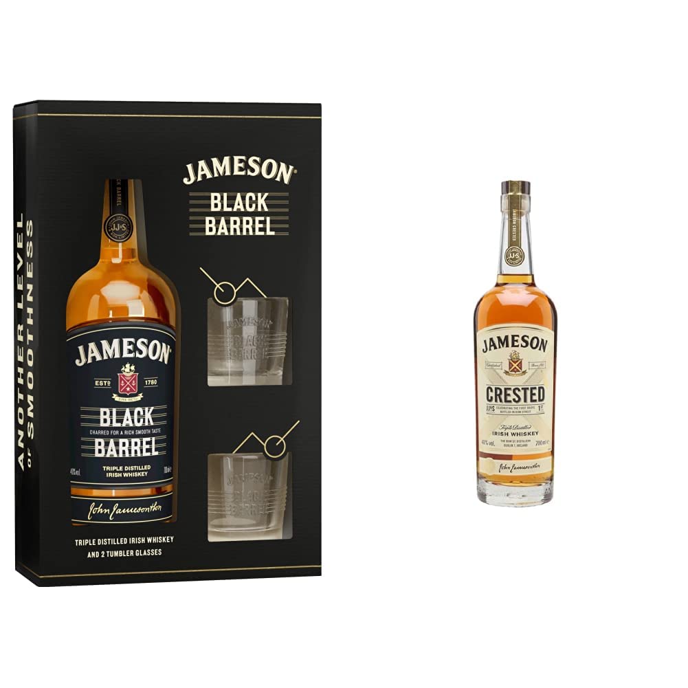 Buy Jameson Black Barrel Irish Whiskey Glasses Gift Set, 70 cl