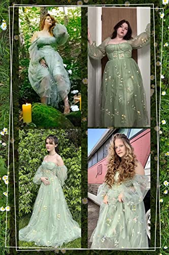Maxianever Tulle Prom Dresses Flower Embroidery Long Sleeves Women's Formal Evening Party Gowns 2024
