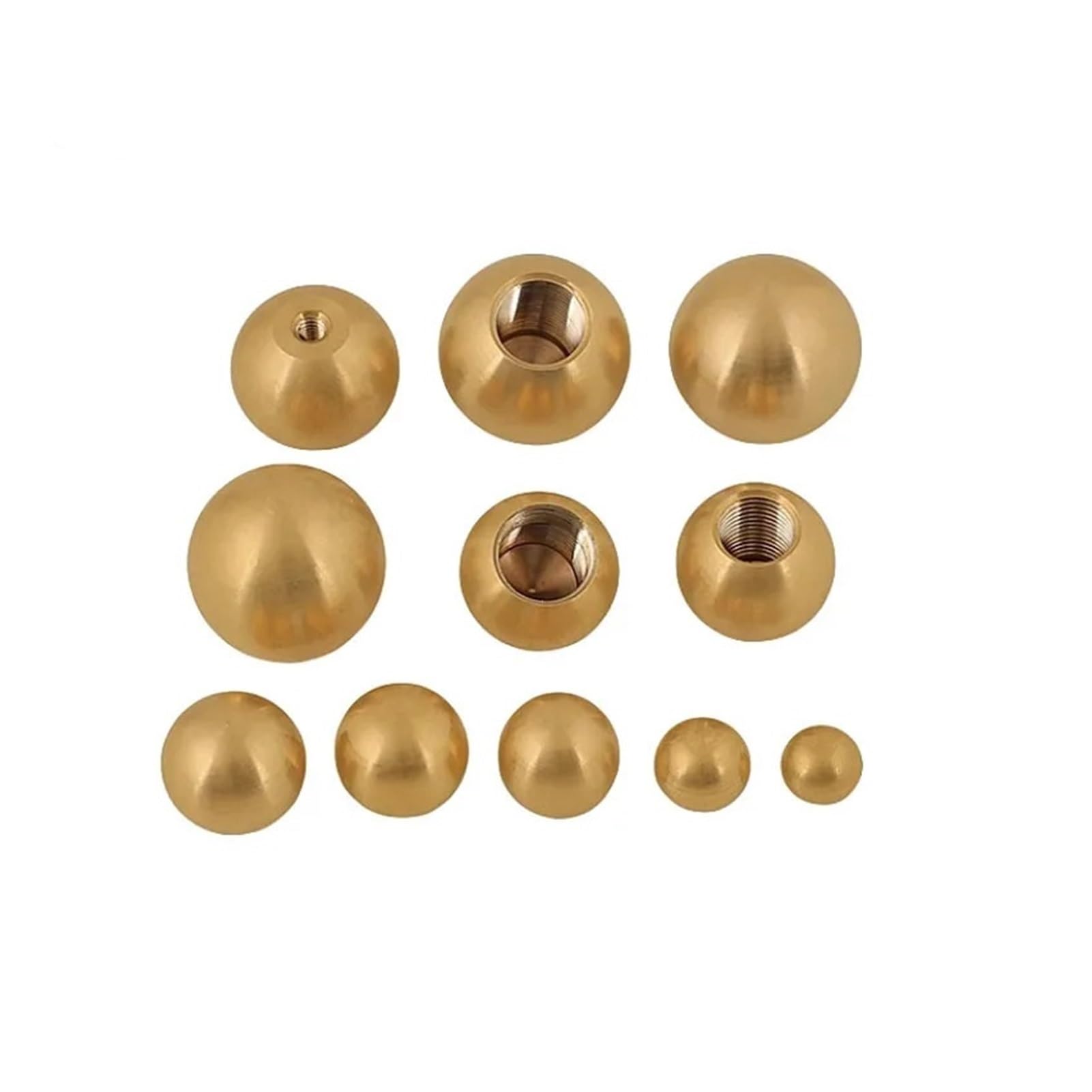 XAOLIUZi 1/2/5/10pcs 1-10pcs Dia M3 M4 M5 M6 M10 M12 Spherical Thread Brass Copper Solid Ball Nut Perforated Round Metal Ball Head with Hole(M3x10mm