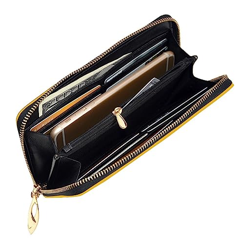Leather Wallet 7.48 x 4.13 in - Stylish and Durable Wallet for Women with Multiple Compartments and Zipper Design Solid color gold Prints4
