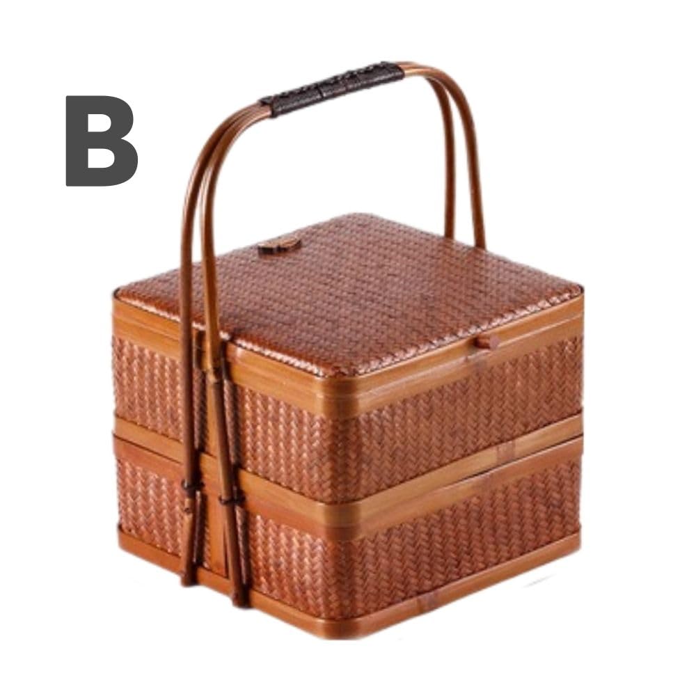 Amazon.co.jp: [Rebirth]【ハンドル付き】竹かご 2段 バスケット 竹製