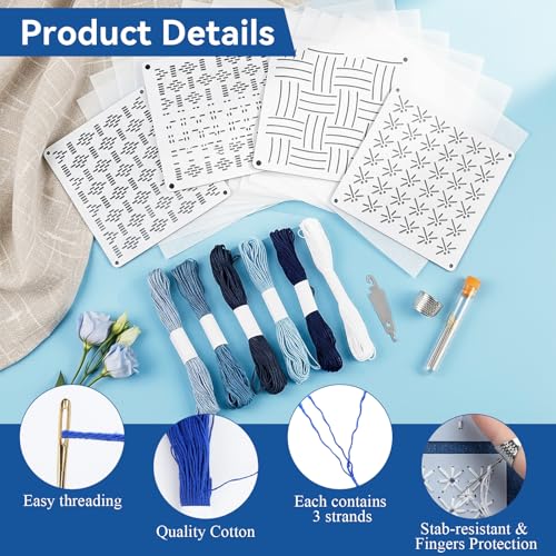 Kit de hilo Sashiko 58 piezas para bordado y costura miniatura 4