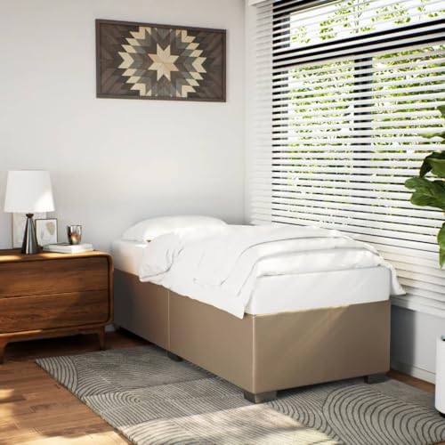 vidaXL Bettgestell, Bettrahmen mit Lattenrost, Polsterbett Bett für Schlafzimmer, Einzelbett Schlafzimmerbett, Cappuccino-Braun 90x200cm Kunstleder