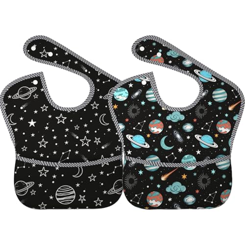 Image of Qwalnely Bibs Cute Baby Stuff 2Packs for 6-24 Months Waterproof Washable Fabric