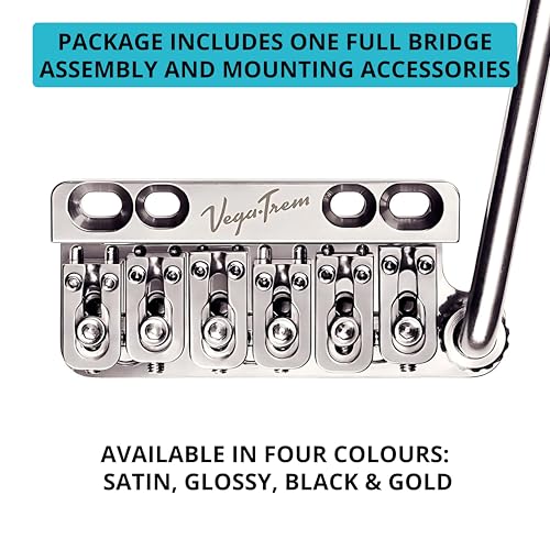 Vega-Trem VT1 Standard 6-Screw Stratocaster Guitar Tremolo Bridge For Strat No Mods Easy Installation (Glossy, Right)