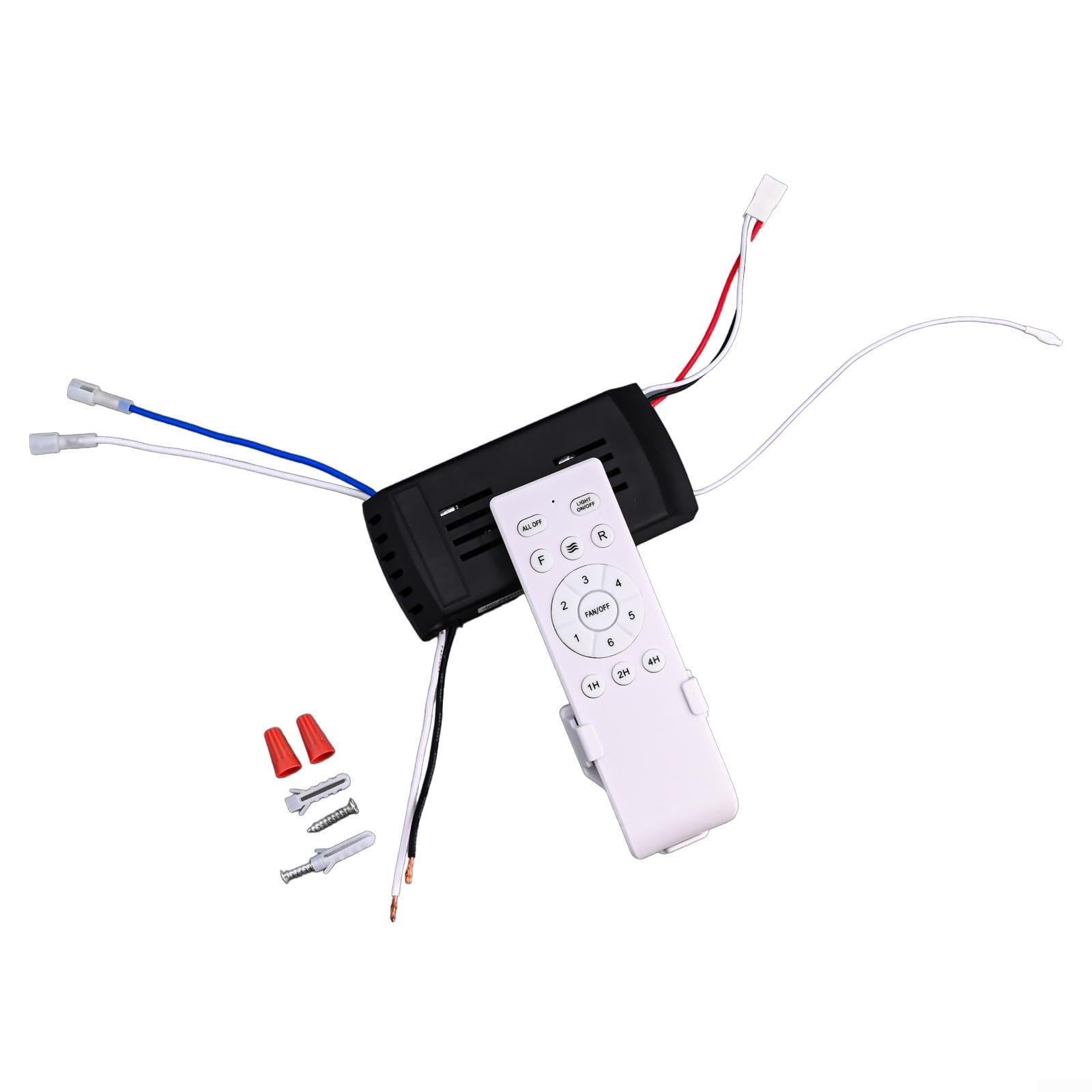 Kit de control remoto de ventilador de techo de conversión de frecuencia con 1-6 ajustes, rango de 30 m, entrada de 90-265 V, carcasa de PC, ventiladores de techo AC (negro/blanco) (versión