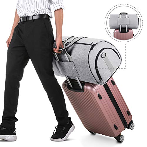 Gonex Garment Bag Carry on Duffle Suit Bag with Shoe Pocket, Convertible Hanging Duffel Travel Suitcase for Men Women Gray