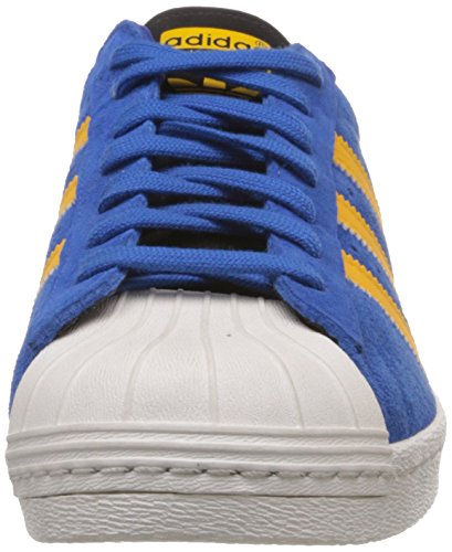 Image of adidas Originals Men's Superstar 80S Blue, White and Yellow Sneakers - 7 UK