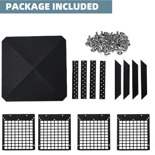 Chimney Cap, 13x13 Inches Square Chimney Cover, Galvanized Steel Fireplace Chimney Caps with Adjustable Bottom, Mesh Covers for Outside Existing Clay Flue, Black