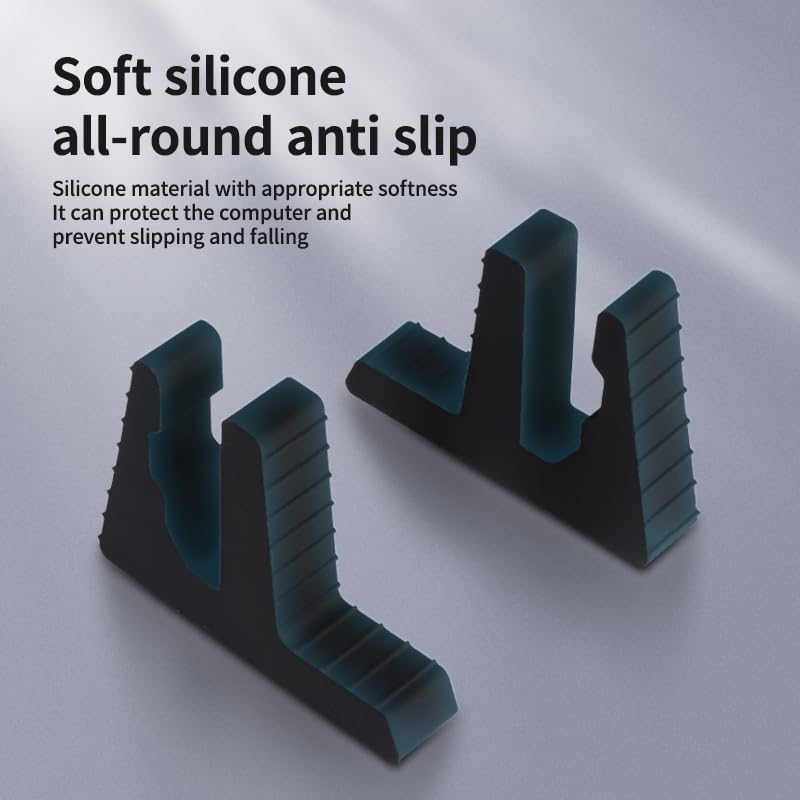 Confezione da 2 supporti per laptop verticali con supporto in silicone per gestione dei cavi, antiscivolo, durevole, supporto di raffreddamento, universale per MacBook/Dell/HP/Lenovo laptop
