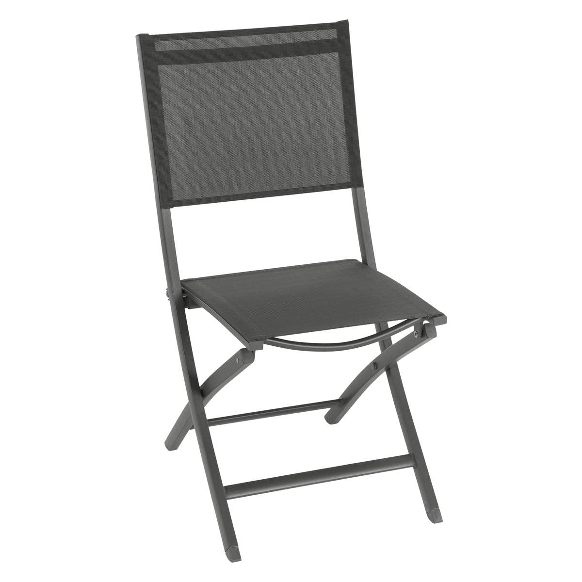 Hespéride - Lot de 4 Chaises de Jardin Pliantes Essentia Anthracite - Aluminium Texaline - Dim 45 x 57 x 90 cm - Meuble d'Extérieur Pliable