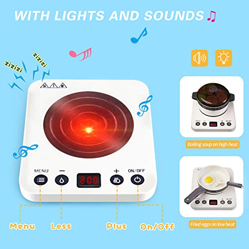 QDH Kids Kitchen Toys Pretend Play Kitchen Toy Sets with Electronic Induction Cooktop, Pots Pans, Cooking Utensils Accessories, BBQ Play Food, Learning Gift for Toddlers Boys Girls 2+ Years Old