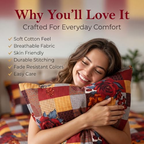 Image of VAS COLLECTIONS 240 TC Cotton Double Bedsheet with 2 Pillow Covers, Ultra Soft & Breathable Bed Sheet Set, Skin Friendly, Fade Resistant, Easy Care Bedding, 90 x 100 Inches - Golden Amber