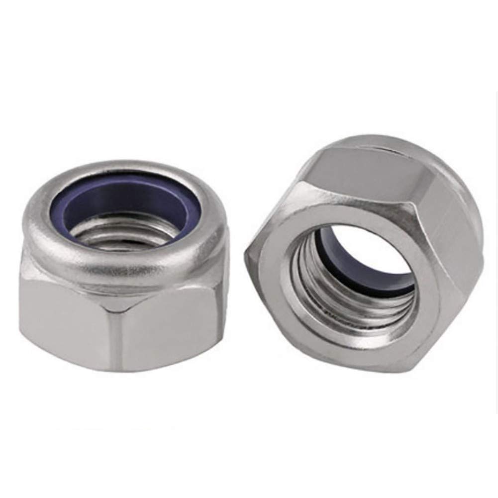 100pcs DIN985 M2.5 304 M2 M3 M4 M5 M6 M8 M10 galvanizado de acero al carbono Tuerca autoblocante Tuerca de seguridad Tuerca de deslizamiento de nylon tuerca hexagonal (Color : M10 (100Pcs a lot))