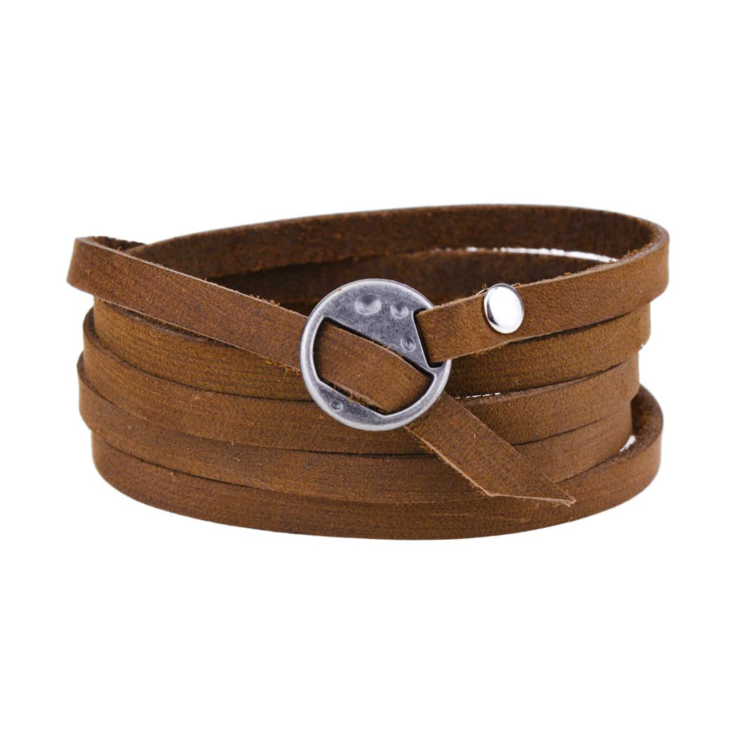 RantantoRantanto Genuine Leather Wrap Bracelets Trendy Western Stackable Cuff Adjustable Boho Layered Bracelet Jewelry For Men Women