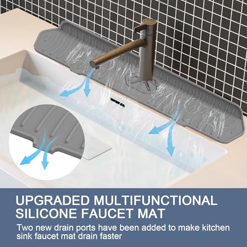 Image of Faucet Guard - 90 Foldable Drain Mat for Kitchen & Bathroom Sink (Gray, 24 inch*5.66 inch)