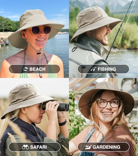 Image of GearTOP Safari Hat for Men Sun Hats for Women UV Protection UPF 50+ Fishing, Gardening, Hiking Hat (22-23 1 /2 inch)