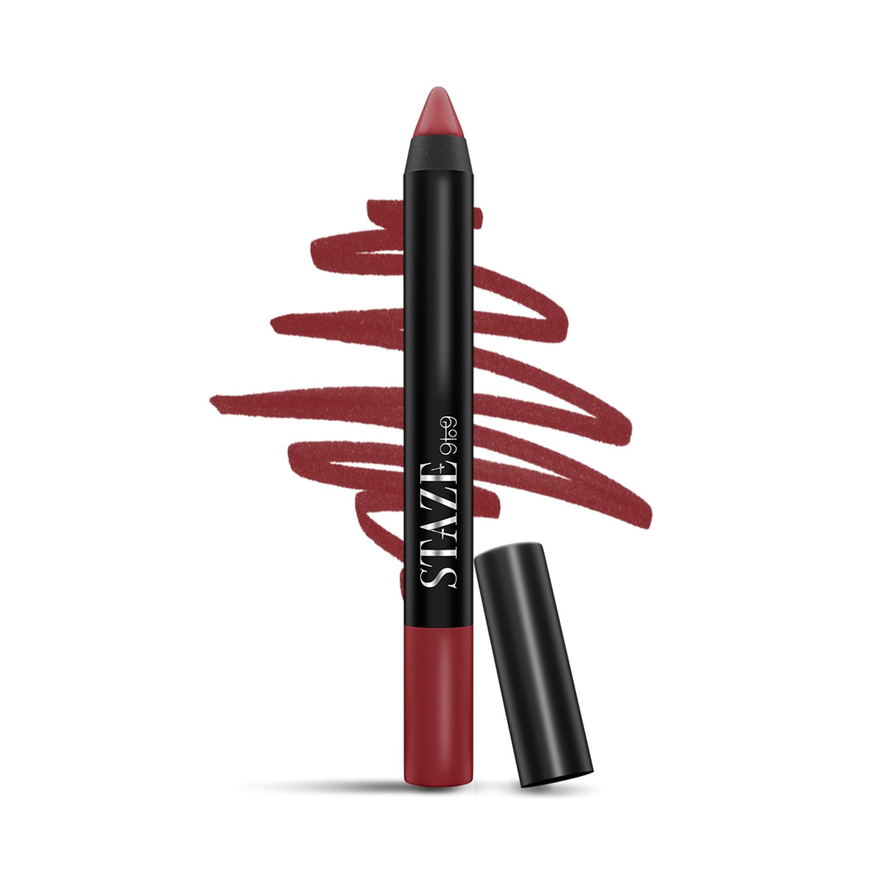 Staze 9to9 Pout On Matte + Smudgeproof Lip Crayon | Non-Drying, Transferproof & Sharpenable| Pigmented Matte Finish | 12-Hour Stay | Lightweight | 10 Royally Ruby| 3.5 g