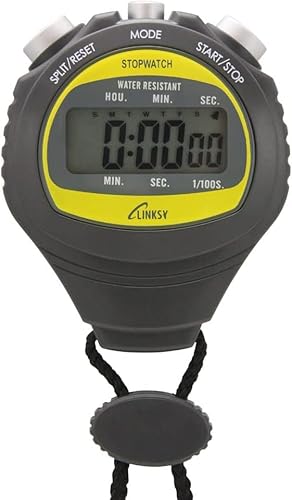 リンクシー(LINKSY) 濡れても安心防滴機構 1/100秒ストップウォッチ スプリット・ディアルタイム 時計機能付(アラーム・カレンダー) ブラック LS001BA