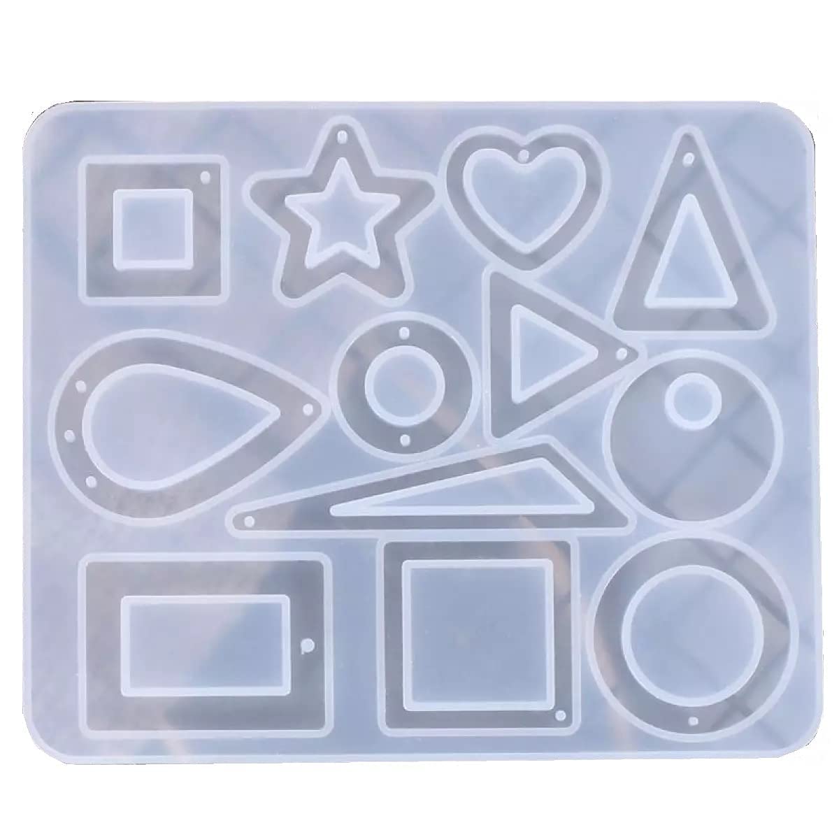 Levin Creative Multishape Earring Keychain Pandent Mold Silicon Jewelry Making Mould for Resin Jewelry Epoxy Mold Resin Casting Mould Tool for DIY Jewelry Craft Making (12 PC-11.5 X 9.7 cm(7))