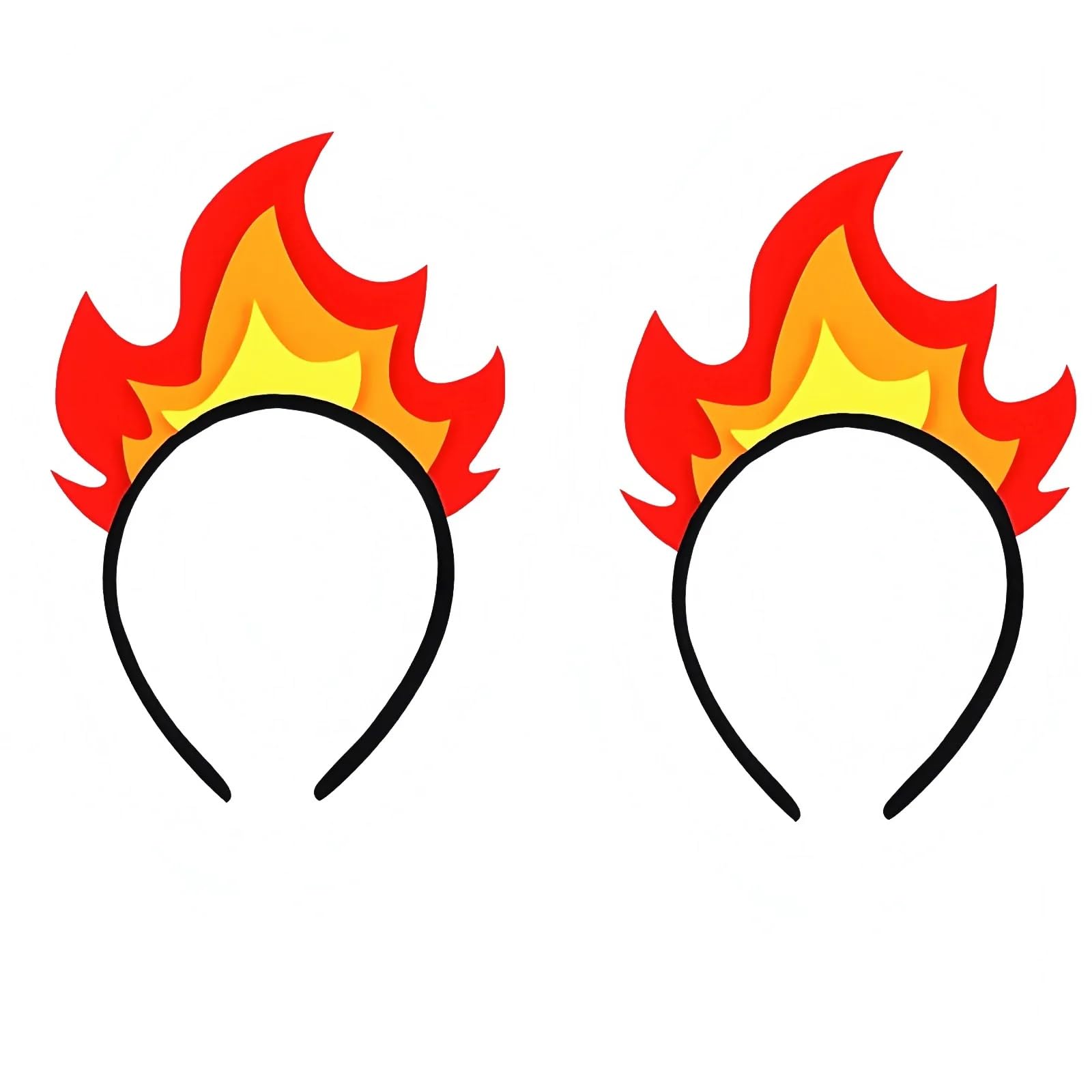 Miaija 2Pcs Halloween Flame Headbands Realistic Felt Fire Headpiece Fun Party Accessories for Carnival Cosplay & Photo Props
