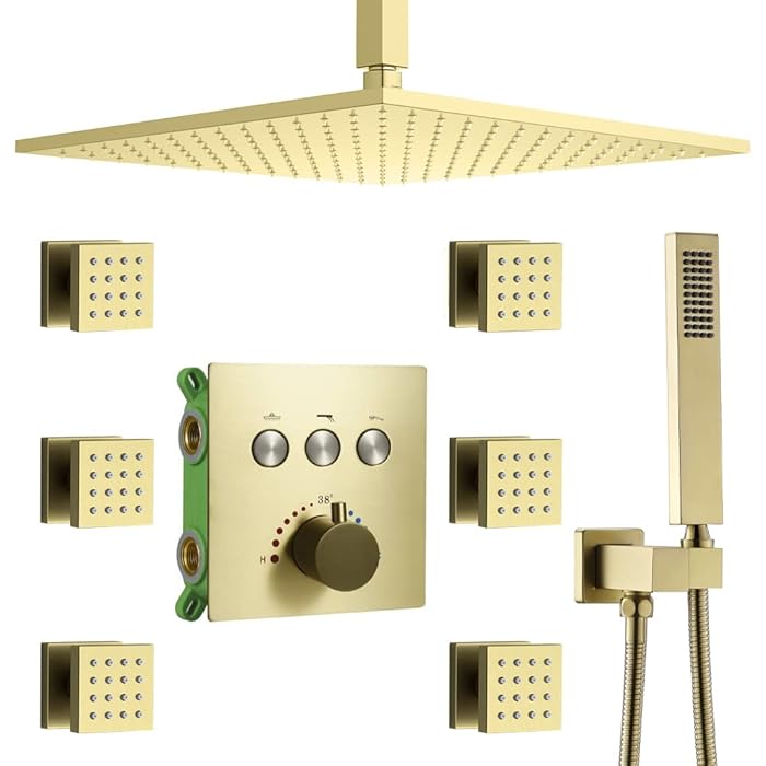 Buy AYIVG 12 Inch Thermostatic Rain Shower System Ceiling Mount