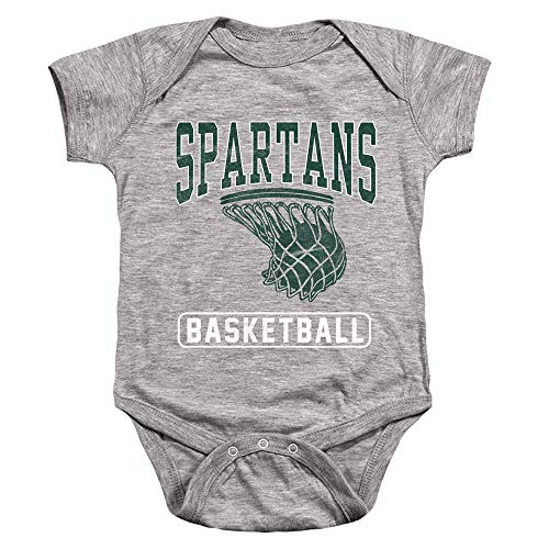 MSU Spartans Michigan State Spartans Basketball Unisex Infant Snap Suit for Baby,Athletic Heather, 6 Months