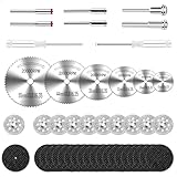 Delaga Trennscheiben Set, 44Pcs Sägeblatt für Rotationswerkzeuge Zubehoer, Kreissägeblatt mit Schaft für Holz, Kunststoff, Metall, Glas, Stein, Multifunktionswerkzeug zubehör