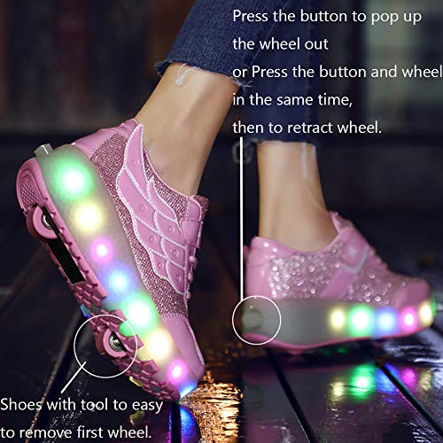 Image of Nsasy Roller Shoes Kids Roller Skates Shoes Girls Boys Wheels Shoes Become Sport Sneaker with Led for Children Gift