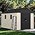 Greesum 8x12 FT Plastic Outdoor Storage Shed with Floor, Resin Sheds with Window and Lockable Door, Weather Resistant Organization for Garden, Patio, Pool Supplies, Beige