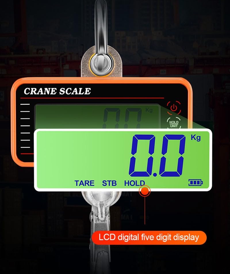 Portable Digital Crane Scale High Accuracy Electronic Crane Scale 1000kg Hanging Scale Digital Industrial Heavy Duty Crane Scale with Remote Control (BCrane Scale 1)