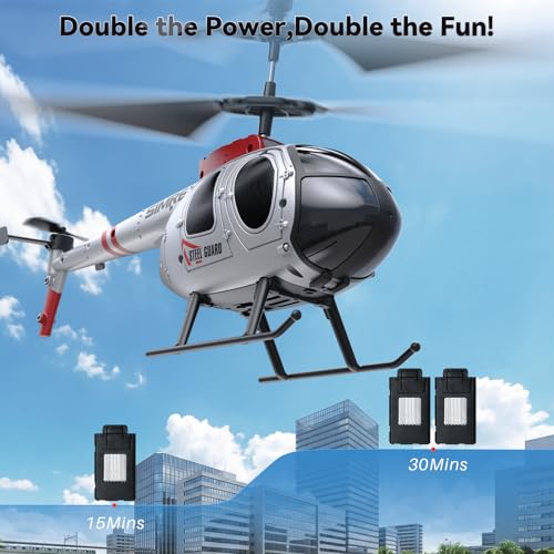 Image of SIMREX RC Helicopter Toy for Kids & Beginners - Altitude Hold, 2 Speeds, Rechargeable with 2 Batteries, Indoor /Outdoor Hands-on Play, Ideal Gift for Boys Girls