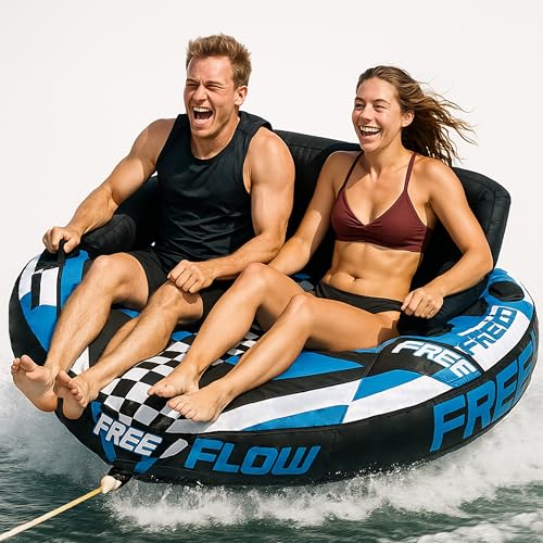 SereneLife Heavy-Duty Inflatable Towable Booster Tube - Two Person Water Tube Boating Float Tow Raft